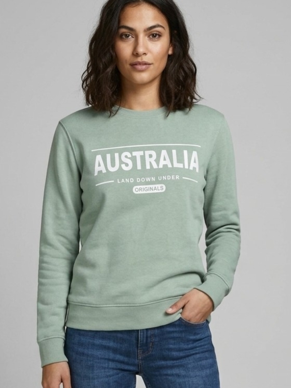 'Australia' Crewneck Sweatshirt in Mint Green